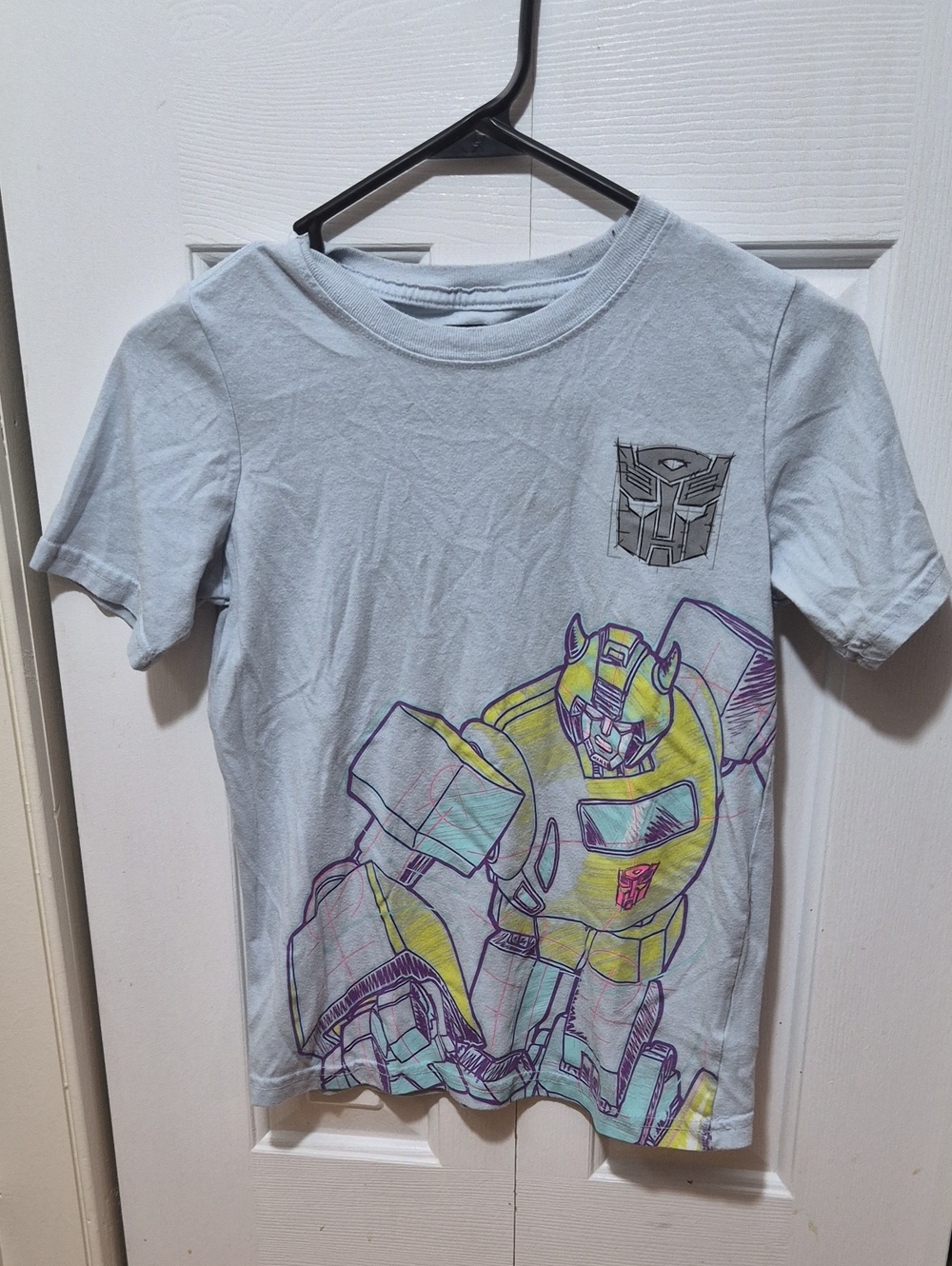Hasbro Light Blue Kids Bumblebee Outline Graphic Tee